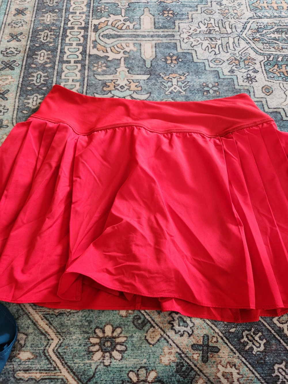 Women's Red Pleated Skirt